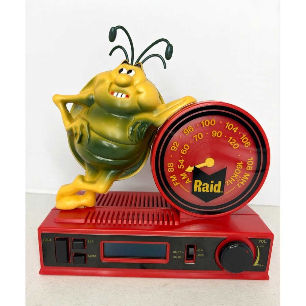 Vintage Raid Bug AM/FM Alarm Clock Radio SC Johnson Promotional Advertising Rare